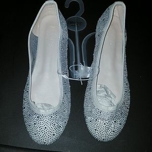 Glamorous mesh crystal David's Bridal flats new